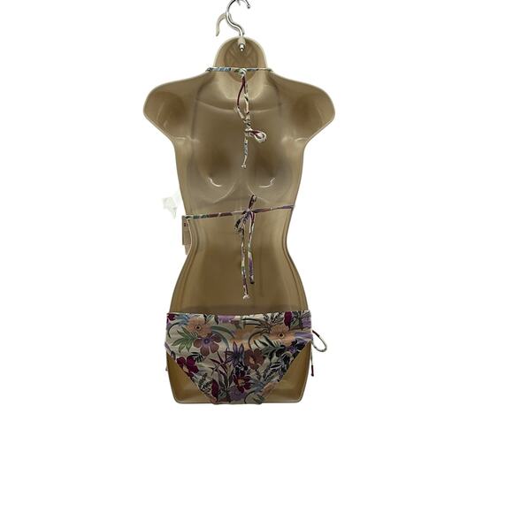 Roxy Floral Beach Classics Bikini Set Hipster Ties Bottom Tri Tie Top Womens M - Picture 8 of 8